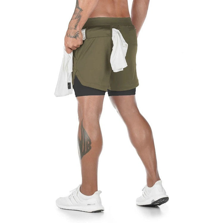 Herr 2-i-1 Snabbtorkande Sportshorts - Dubbellager Fitness, Träning, Jogging, Innerbyxa