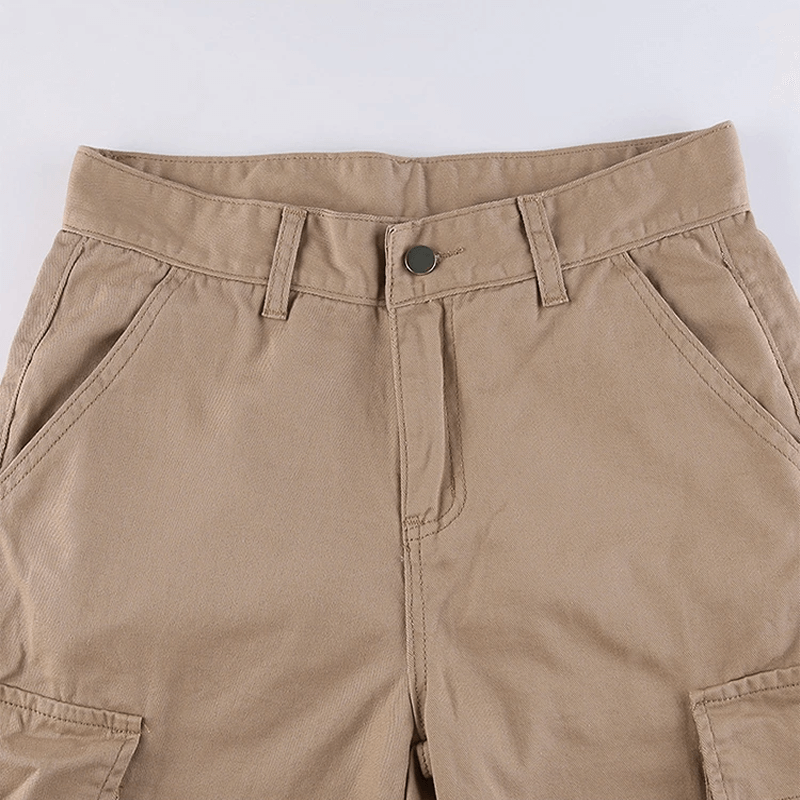 Dambyxor Capris Vintage Cargo Byxor Hög Midja Breda Ben Jeans Baggy Casual Mode Med Många Fickor