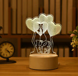 3D LED Nattlampa - Akrylplatta Bordslampa Figurer USB Lasergraverad