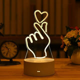 3D LED Nattlampa - Akrylplatta Bordslampa Figurer USB Lasergraverad