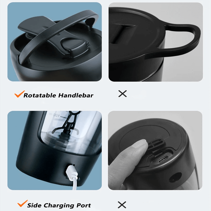 USB Elektrisk Proteinshakerflaska - 650 ml | Inbyggd Pulverförvaring | Sport & Träning Mixer