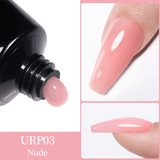 15 ml Rosa Nagelförlängningsgel - Poly Gel Kit med Borste & Mallar | Snabbtorkande UV LED Bygg-gel för Nybörjare & Proffs