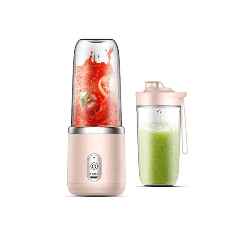 Bärbar Mini Elektrisk Juicepress - 300ml Fruktmixer med 6 Blad | USB-Uppladdningsbar Smoothiemaskin för Resor, Sport & Kontor