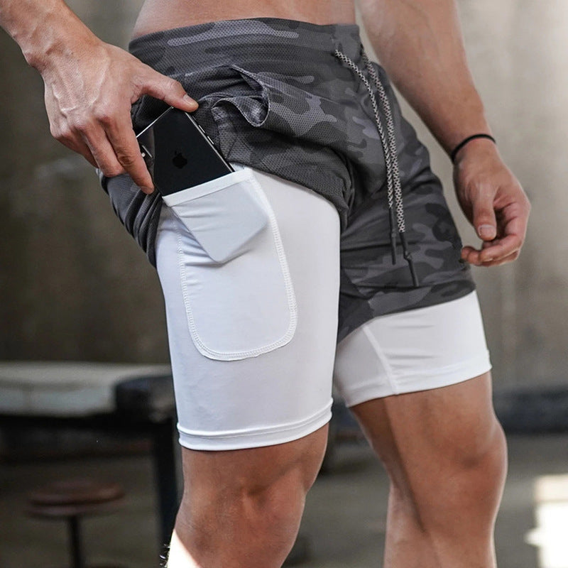 Herr 2-i-1 Snabbtorkande Sportshorts - Dubbellager Fitness, Träning, Jogging, Innerbyxa