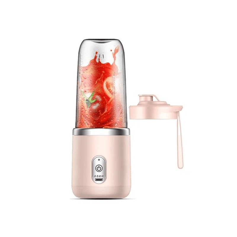 Bärbar Mini Elektrisk Juicepress - 300ml Fruktmixer med 6 Blad | USB-Uppladdningsbar Smoothiemaskin för Resor, Sport & Kontor