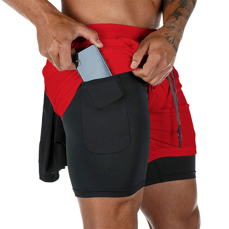 Herr 2-i-1 Snabbtorkande Sportshorts - Dubbellager Fitness, Träning, Jogging, Innerbyxa