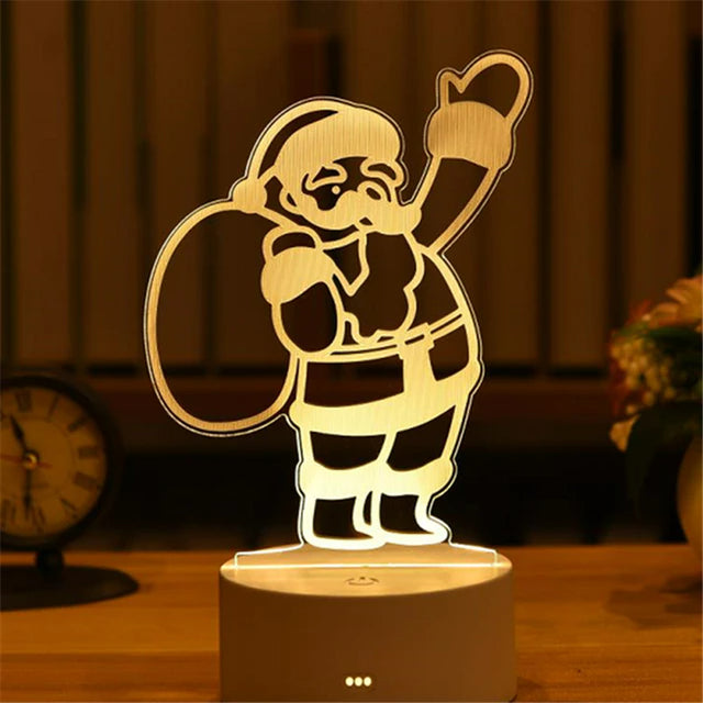 3D LED Nattlampa - Akrylplatta Bordslampa Figurer USB Lasergraverad