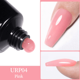 15 ml Rosa Nagelförlängningsgel - Poly Gel Kit med Borste & Mallar | Snabbtorkande UV LED Bygg-gel för Nybörjare & Proffs