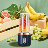 Bärbar Mini Elektrisk Juicepress - 300ml Fruktmixer med 6 Blad | USB-Uppladdningsbar Smoothiemaskin för Resor, Sport & Kontor