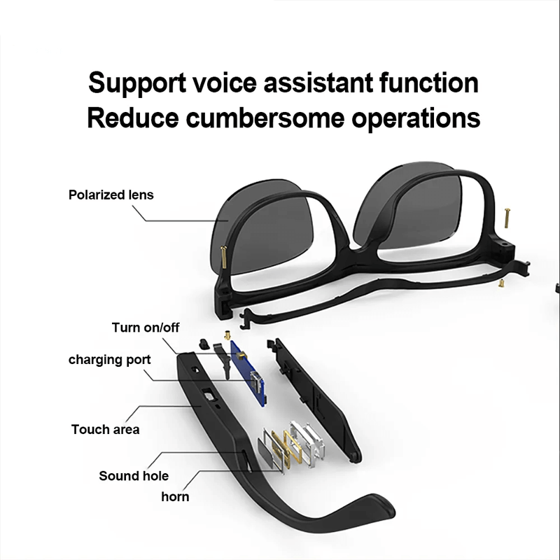 Smarta Bluetooth-glasögon med Polariserade Linser, Inbyggd Mikrofon och Högtalare