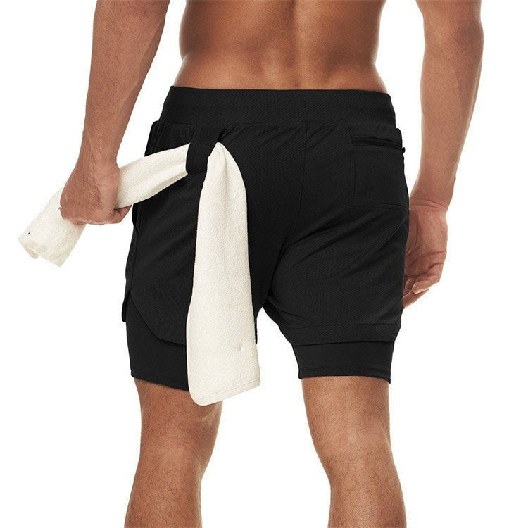 Herr 2-i-1 Snabbtorkande Sportshorts - Dubbellager Fitness, Träning, Jogging, Innerbyxa