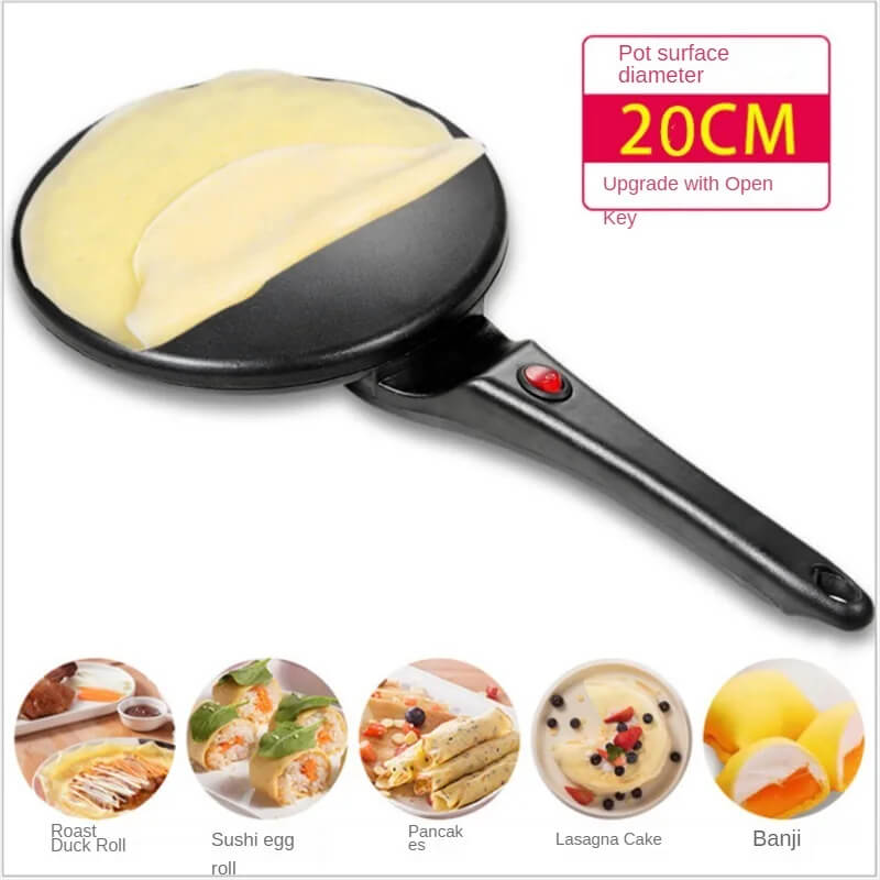 Elektrisk Pannkaks- och Crêpesmaskin – Non-stick Grill för Perfekta Crêpes, Pannkakor, Pizza, Vårrullar & Tunnbröd